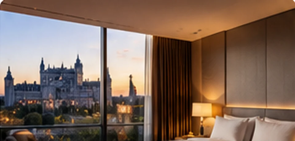 Contemporary hotel guest room